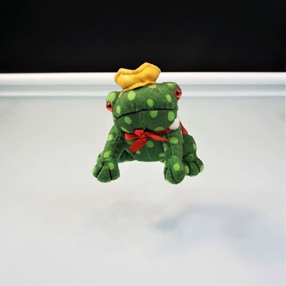 Oriental Trading Co Green Frog  Prince Plush Stuffed Animal Toy 4.5 Inch Tall - Picture 3 of 7